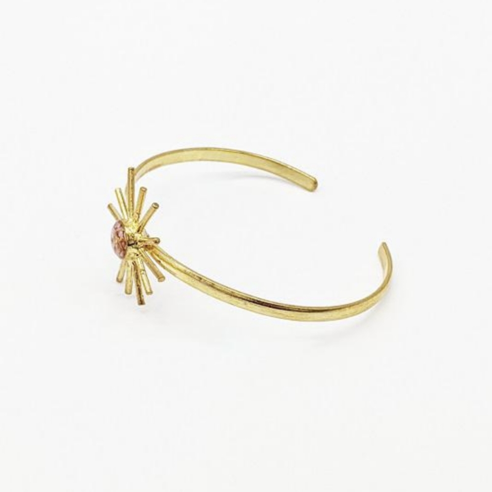 NWT Cameoko Pink Opal and Gold Leaf Sunshine Cuff - Picture 2 of 5